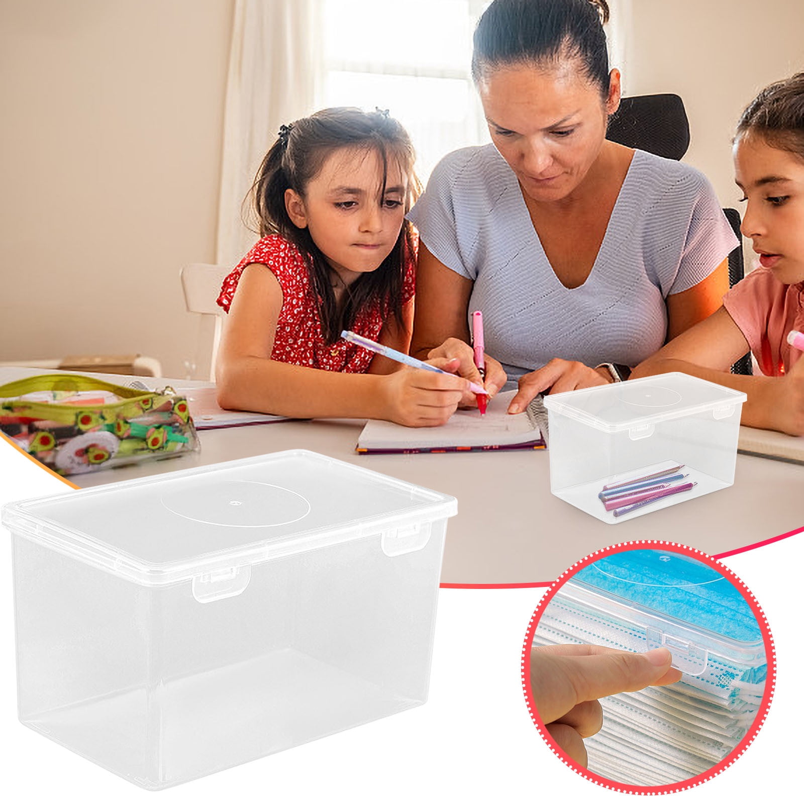 Baeitkot Extra Large Capacity Plastic Pencil Box Stackable Translucent Clear Pencil Box Office Supplies Storage Organizer Box For Gel Pens Erasers Tape Pens Pencils Mark Back to School Savings