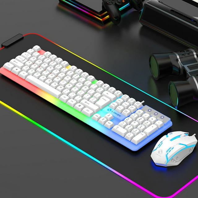 Baeitkot Luminous Keyboard And Mouse Set Hovering Keyboard Mechanical Feeling Gaming Mouse And Keyboard Colourful RGB Lights Wired Keyboard Wired Mouse on Clearance