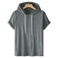 thumbnail image 1 of Baeitkot Men Casual Solid Fashion Hooded Pullover Short Sleeve Sports T-Shirt Top Gift for Boys, 1 of 5