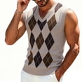 thumbnail image 1 of Baeitkot Men's V-Neck Sleeveless Top Men's Colorblock V-Neck Sleeveless Knit Sweater Casual Layering Top Khaki Free Size, 1 of 6