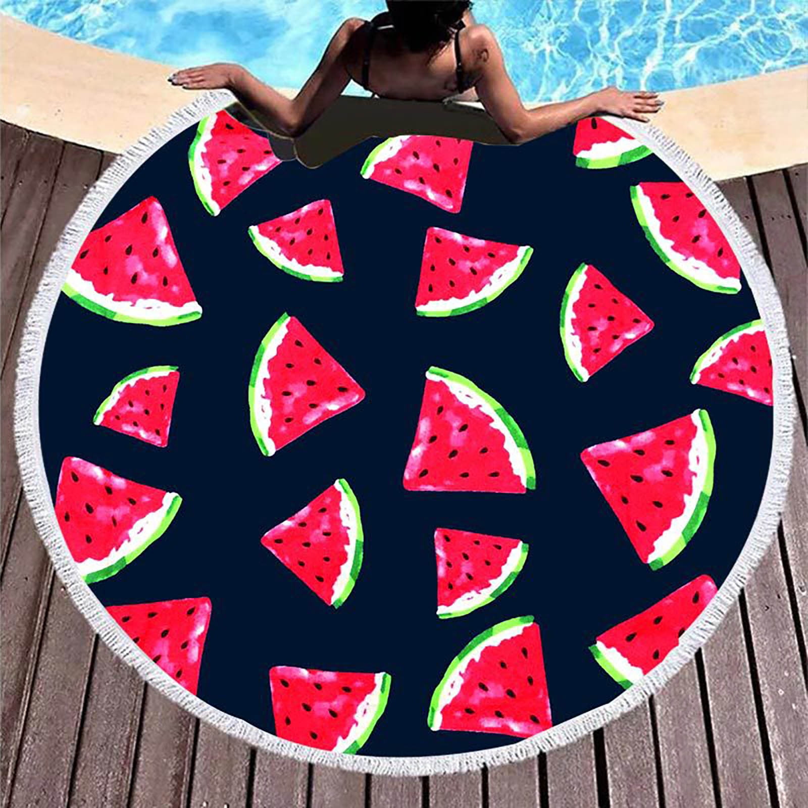 Baeitkot Tropical Fruit Circular Beach Towel Extra Large Microfiber