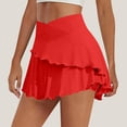 thumbnail image 1 of Baeitkot Women'S Yoga Sports Skirt Women'S Solid Color Short Yoga Wear Fitness Sports Tennis High-Waisted Double-Layer Skirt Red XL, 1 of 7