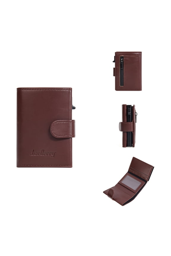 Baellerry Aluminum Card Holder for Men with Auto Pop-Up Slide Button, RFID Blocking Metal Wallet Anti-Scratch