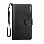 Baellerry Mens Large Capacity Long Business Wallet Multifunctional Hand-held with Zipper Foreskin Clip Card Holder
