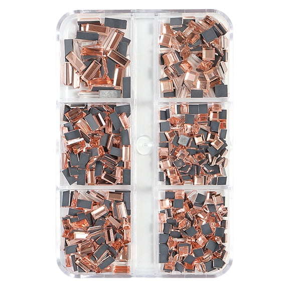 Baellert 1 Box 6 Grids Nail Rhinestones Flat Bottom Nail Art Accessories 3D Nail Manicure Decorations for Nail Salon