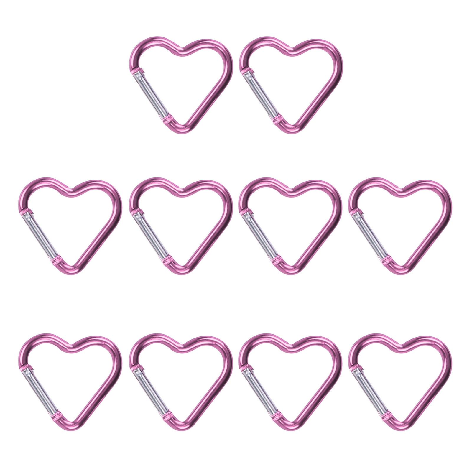 3-Pack Black Heart Shaped Snap Hook Carabiners - Aluminum Key Rings For Backpacks, Keys, Purse Straps