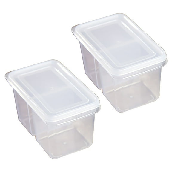 Baellert 2Pcs Storage Box Double Grids Food Preservation Transparent Scallion Garlic Box Refrigerator Containers for Kitchen