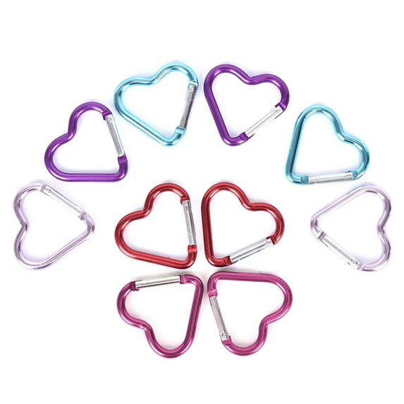 Baellert 5 Pcs Mini Heart Shape Carabiner Outdoor Mountaineering Hiking Hanging Buckle