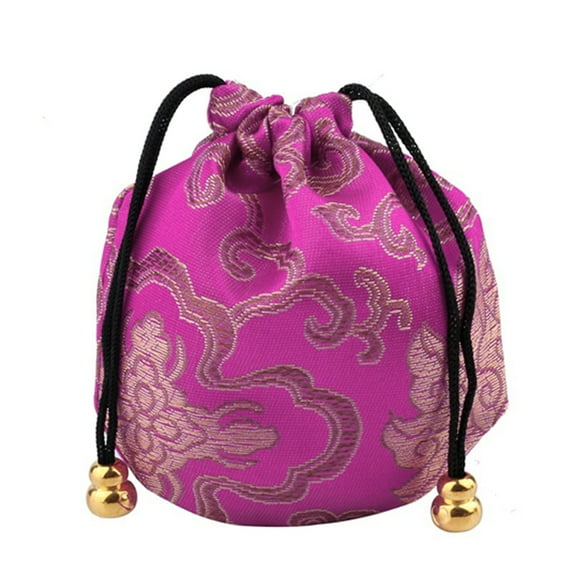 Baellert Embroidery Cloud Pattern Sachet Lucky Bag Beads Drawstring Jewelry Storage Pouch