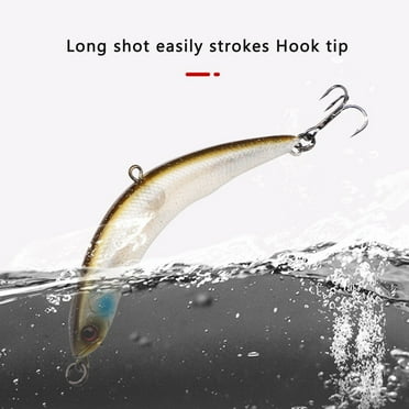 Baellert Fishing Bait 3D Simulated Eyes Low Wind Resistance Noise Induced Topwater Fish Swimbait with Triple Pronged Sharp Hooks for Saltwater Freshwater