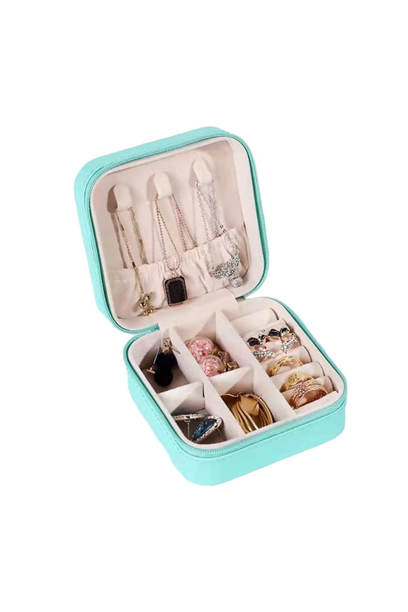 Jewelry Storage Box Independent Compartment Organization Flannel Compact Jewelry Organizer Tray for Bedroom