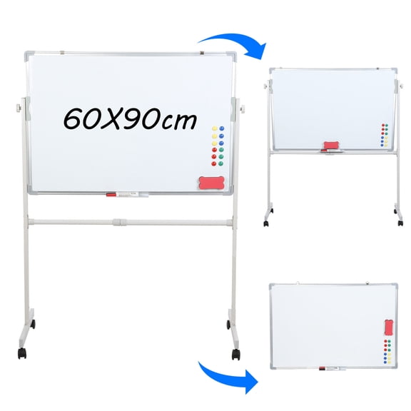 Baellsa Magnetic Mobile White Board, 35 x 24 Double Sided Dry Erase Board Rolling Whiteboard, Aluminum Frame Standing Whiteboard on Wheels for Home Office Classroom(35 x 24)