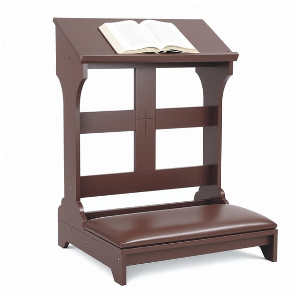 Baellsa Wooden Prayer Bench for Kneeler Prayer, Prayer Table at Home with Cushion Pad, Church Kneeling Stand Stool, Padded Prayer Chair Shelf for Kneeling at Home and Church
