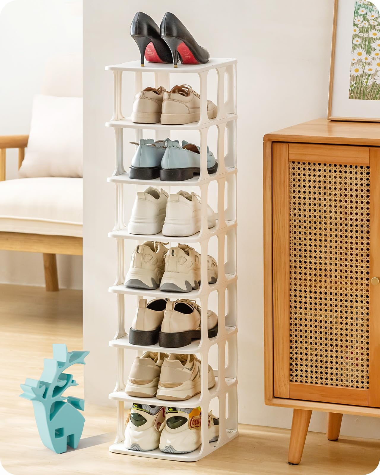 Baffect 8 Tier Shoe Rack, Free Standing Shoe Storage Organizer for