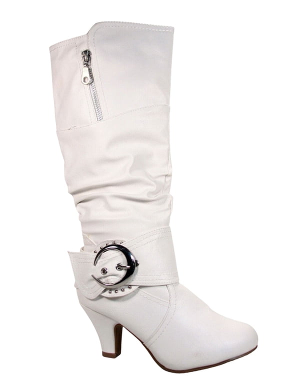 Bag-1 Women's Round Toe Low Heel Zipper Mid-Calf Causal Dress Boots Shoes