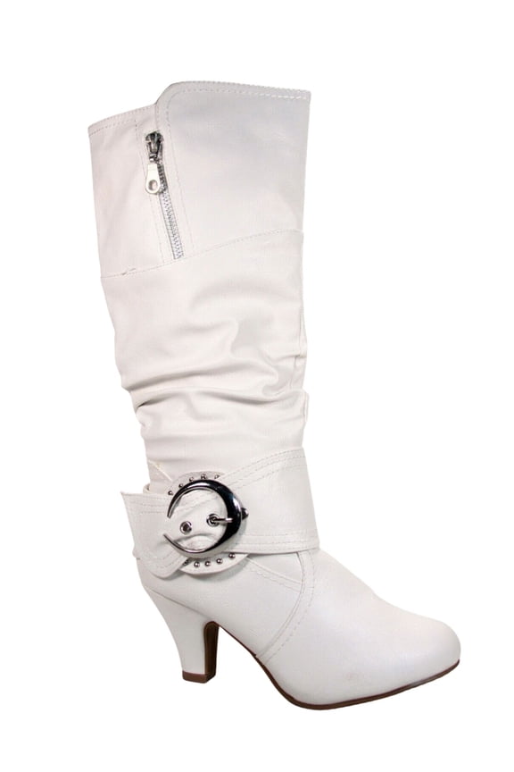 Bag-1 Women's Round Toe Low Heel Zipper Mid-Calf Causal Dress Boots Shoes