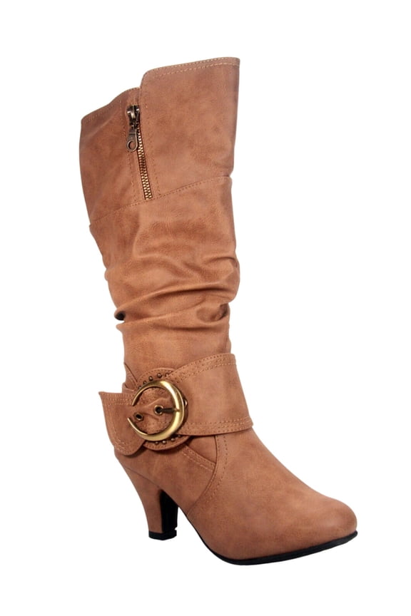 Bag-1 Women's Round Toe Low Heel Zipper Mid-Calf Causal Dress Boots Shoes