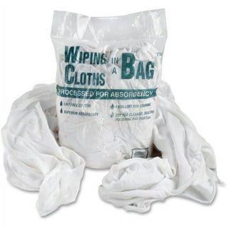 Buffalo Industries (10524) Absorbent White Recycled T-Shirt Cloth Rags - 25  lb. box - For All-purpose Wiping, Cleaning, and Polishing - Made from 100%