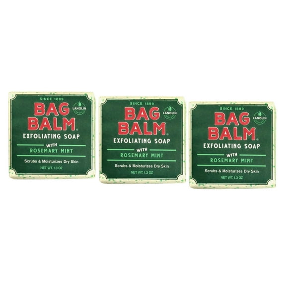 Bag Balm Exfoliating Soap with Rosemary Mint, 1.3 Ounce - Pack of 3