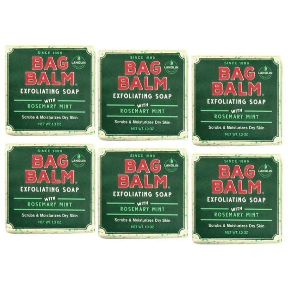 Bag Balm Exfoliating Soap with Rosemary Mint, 1.3 Ounce - Pack of 6