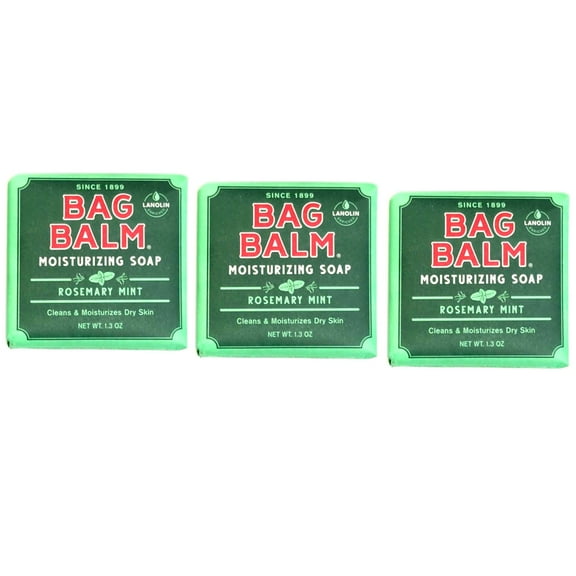Bag Balm Moisturizing Soap with Rosemary Mint, 1.3 Ounce - Pack of 3