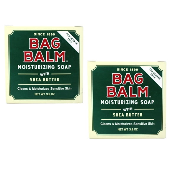 Bag Balm Moisturizing Soap with Shea Butter for Sensitive Skin, Fragrance Free 3.9 Ounce - 2 Pack