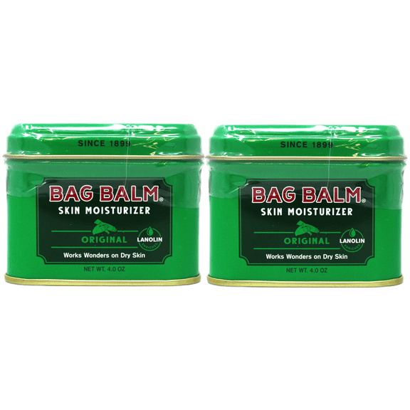 Bag Balm Vermonts Original Skin Moisturizer, Unscented Multi-Use Balm for Dry Hands, Lips, Face & Feet, 4 oz Tin Pack of 2