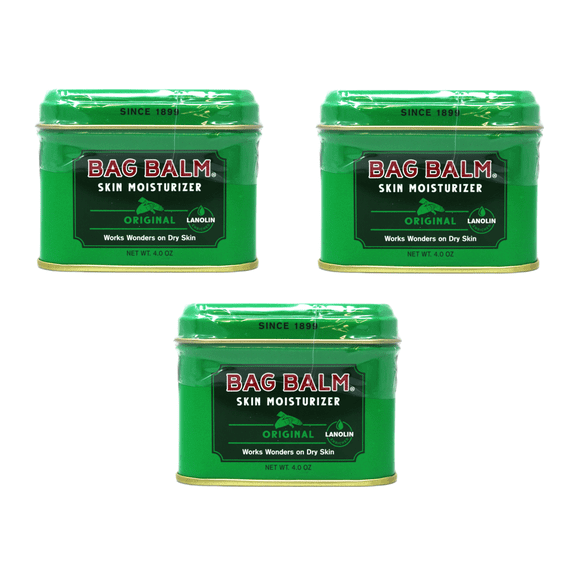 Bag Balm Vermonts Original Skin Moisturizer, Unscented Multi-Use Balm for Dry Hands, Lips, Face & Feet, 4 oz Tin Pack of 3