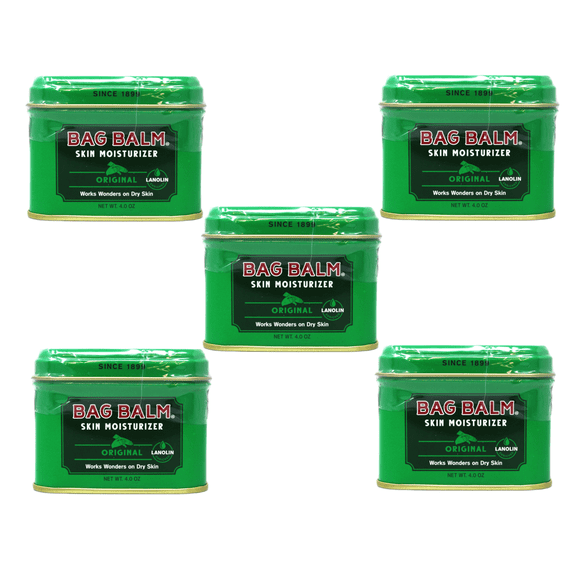 Bag Balm Vermonts Original Skin Moisturizer, Unscented Multi-Use Balm for Dry Hands, Lips, Face & Feet, 4 oz Tin Pack of 5