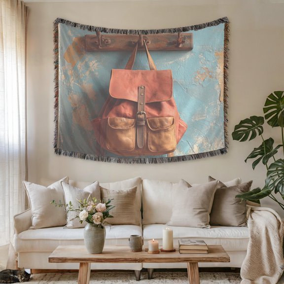 Bag Boho Woven Throw Blanket, Cotton with Fringed Edges for Couch Decor