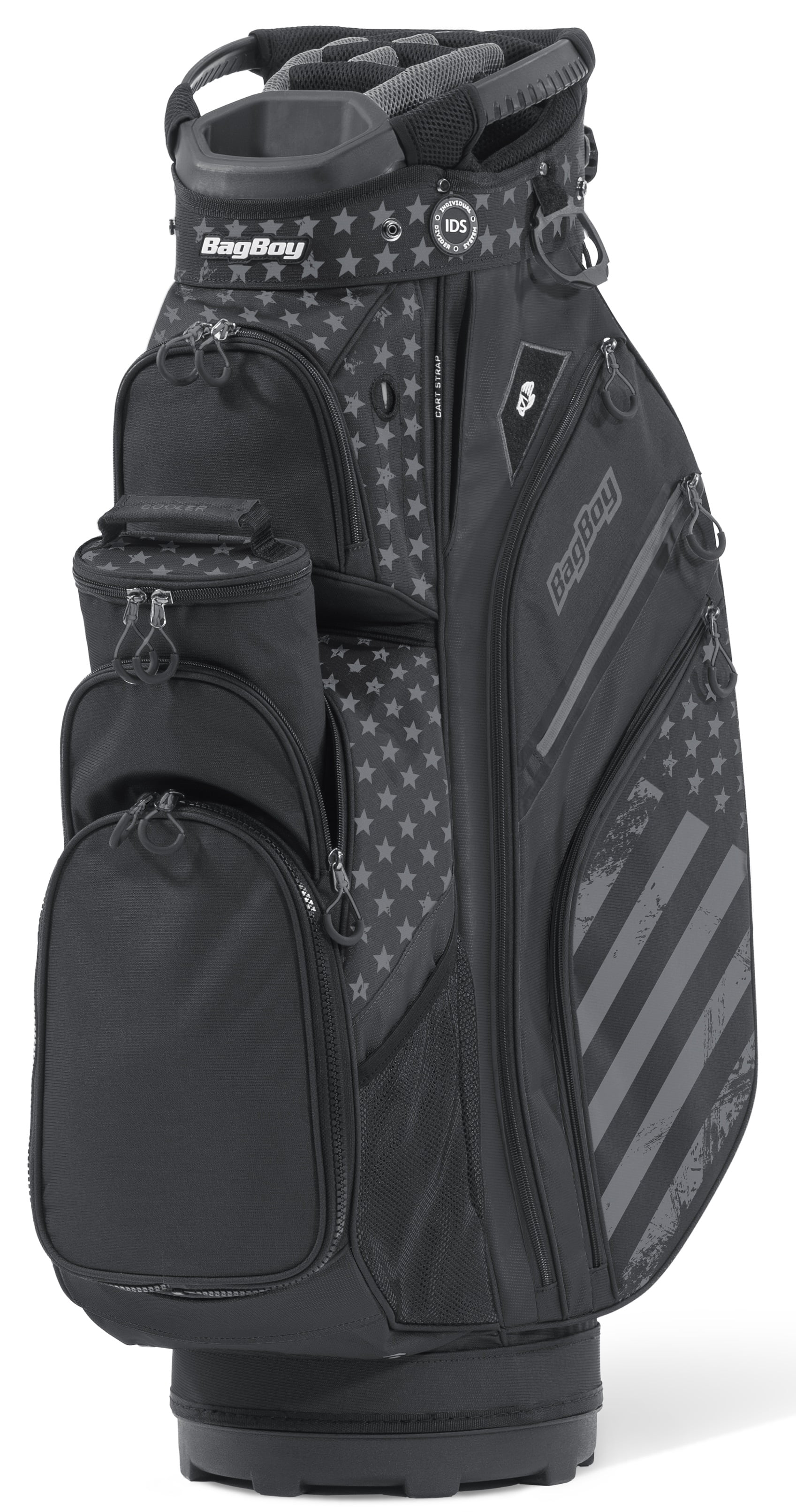Bag Boy Chiller Pro Black Stars and Stripes Cart Golf Bag