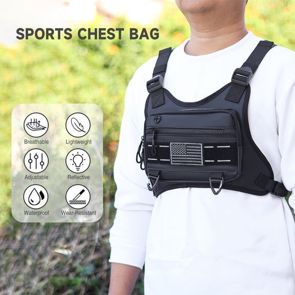 Bag Breathable Sports Chest Bag Water Resistant Reflective Front Running Vest Bag For Men