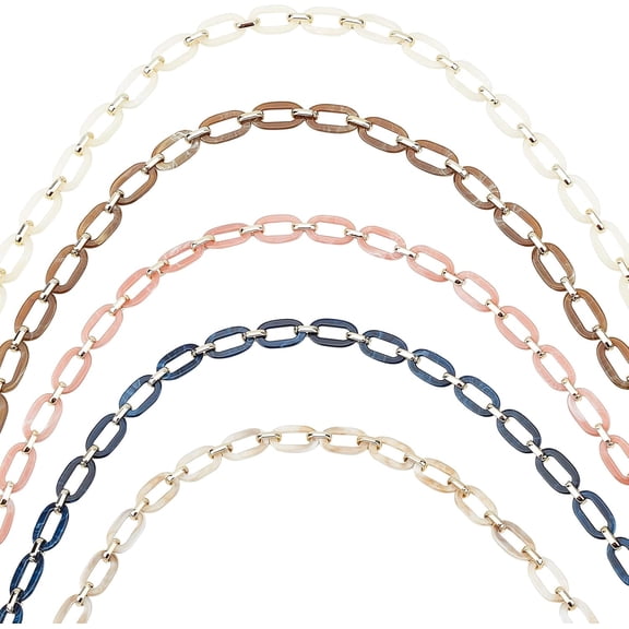 Bag Chain Strap 5 Colors Acrylic Link Chain 39.3 Inch DIY Unwelded Oval Cable Chain for Purse Bag Strap Jewelry Making Eyeglass Keychain Lanyard Strap Phone Strap Trouser Chain