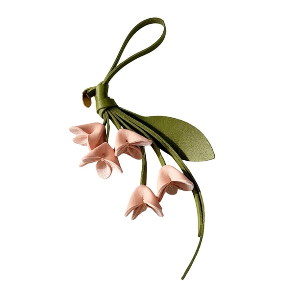 Bag Charm, Faux Leather Lily of The Valley Floral Accessory 1 Piece for Handbag Purse Spring Decor
