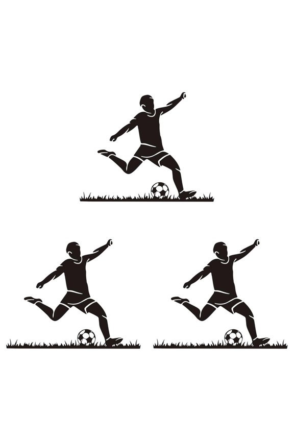 Bag Charm Football Player Sticker Black Kicking Wall Sticker Room Durable For Home Window Balcony Clear with Print