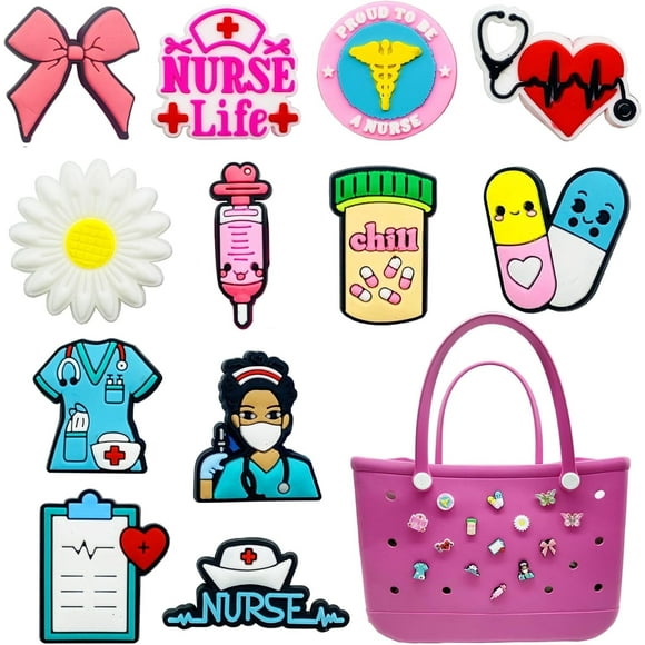 Bag Charms Compatible for Bogg Bags Accessories Decoration fits for Simply Southern Beach Totes,Rubber Beach Tote  Accessories
