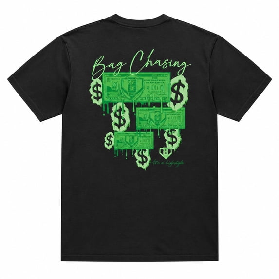 Bag Chasing Graphic T-Shirt, Unisex Classic Fit Money Print Tee
