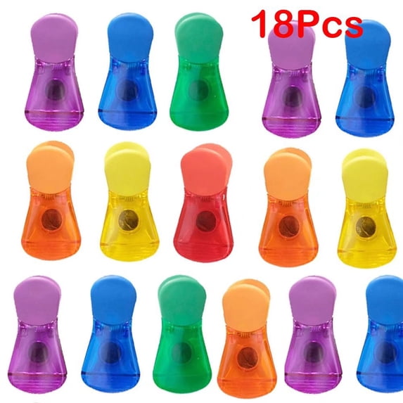 Bag Clips 18-Pack, Multicolor Fresh Food Bag Clips Plastic Seal Grip Photo File Clamps, for Kitchen