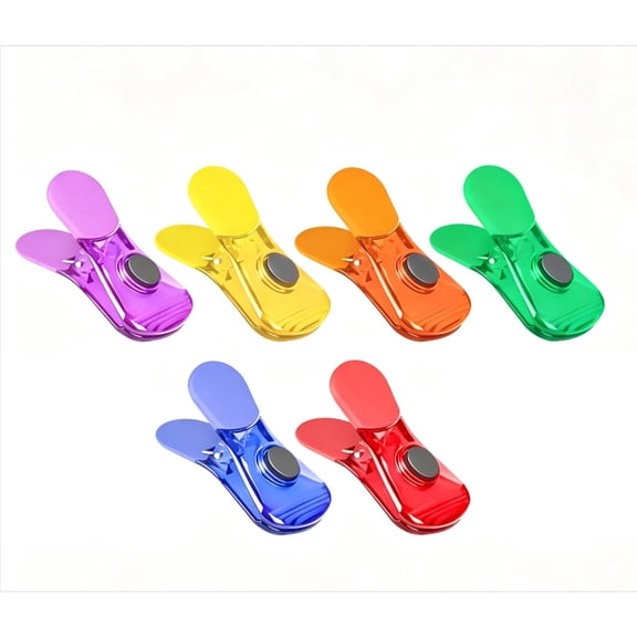 Bag Clips, 6 Pack Chip Clips, Magnetic Bag Clip for Food Snacks Bread Storage Heavy Duty, Plastic Assorted Colors Refrigerator Magnet Air-Tight Package Clip Clothes Pins for Home Kitchen