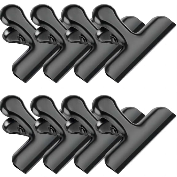 Bag Clips, Heavy Duty Stainless Steel Chip Clips, 8 Pack Food Bags Clamp Great for Kitchen Office to Seal Coffee Bags, Paper Sheets - Pack of 8