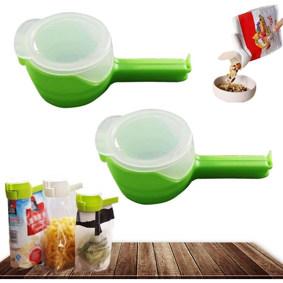 Bag Clips with Pour Spout, 2026 Upgraded Food Storage Sealing Clips with Pour Spouts, Seal and Pour Bag Clip, Reusable Snack Clip for Easy Pouring and Freshness