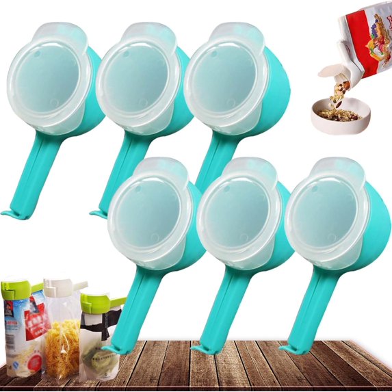 Bag Clips with Pour Spout, 2026 Upgraded Food Storage Sealing Clips with Pour Spouts, Seal and Pour Bag Clip, Reusable Snack Clip for Easy Pouring and Freshness