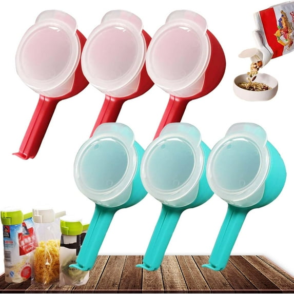 Bag Clips with Pour Spout, 2026 Upgraded Food Storage Sealing Clips with Pour Spouts, Seal and Pour Bag Clip, Reusable Snack Clip for Easy Pouring and Freshness