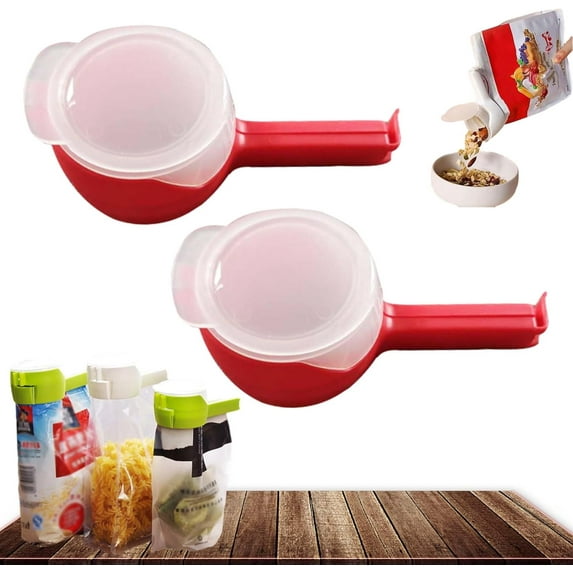 Bag Clips with Pour Spout, 2026 Upgraded Food Storage Sealing Clips with Pour Spouts, Seal and Pour Bag Clip, Reusable Snack Clip for Easy Pouring and Freshness