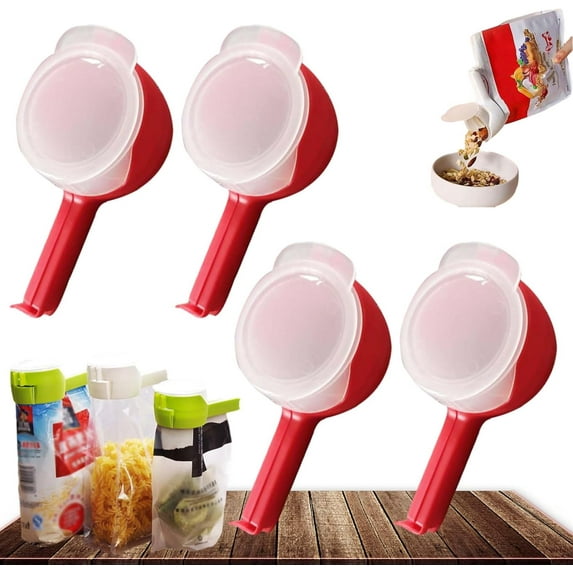 Bag Clips with Pour Spout, 2026 Upgraded Food Storage Sealing Clips with Pour Spouts, Seal and Pour Bag Clip, Reusable Snack Clip for Easy Pouring and Freshness
