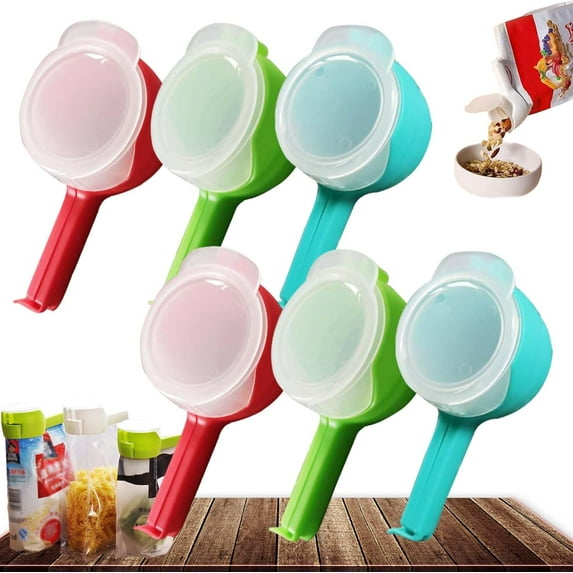 Bag Clips with Pour Spout, 2026 Upgraded Food Storage Sealing Clips with Pour Spouts, Seal and Pour Bag Clip, Reusable Snack Clip for Easy Pouring and Freshness
