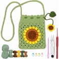 thumbnail image 1 of Bag DIY Crochet Kit Complete Beginner Crochet Kits Sunflower Crocheting Phone Bag Starter Step-by-Step Video Tutorials Learn to Stitch 3D Knitting Crochet Amigurumi Kits for Adult Starters Colorful, 1 of 5