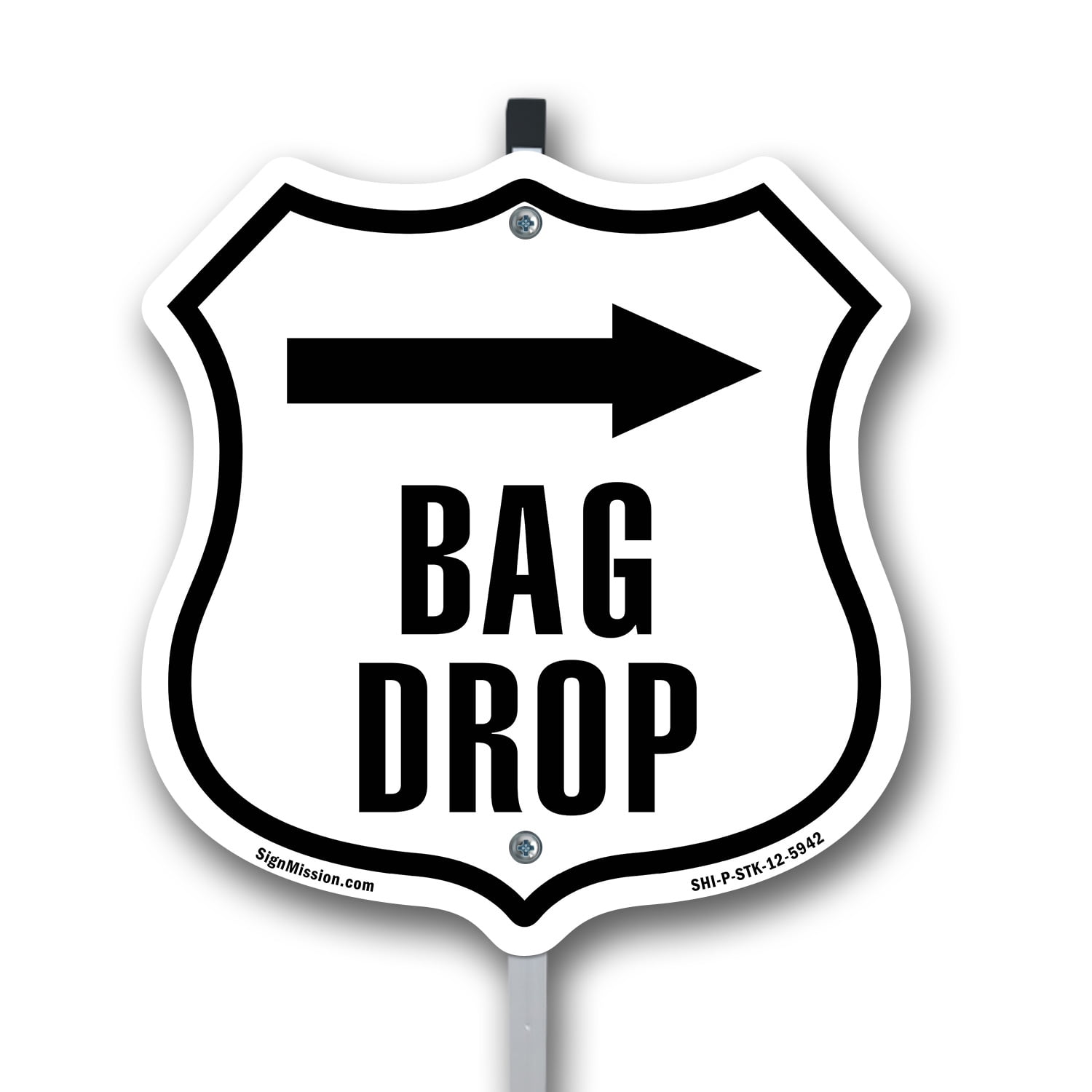 Bag Drop Right 12 inch X 12 inch Shield Shaped Rust-Free Aluminum Metal ...