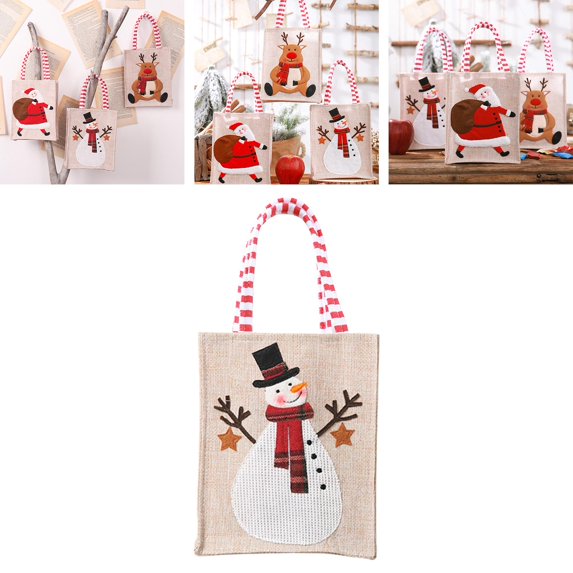 Bag Gift Storage Bag Pouch Xmas Favor Tote Decoration for Festival Holiday Presents Kids Children Snowman