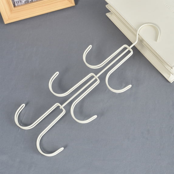 Bag Hanger Storage Rack – Wrought Iron Multi-Layer Handbag & Purse Hook Organizer for Closet, Belt and Scarf Holder, Space Saving Over Closet Rod Rack, White
